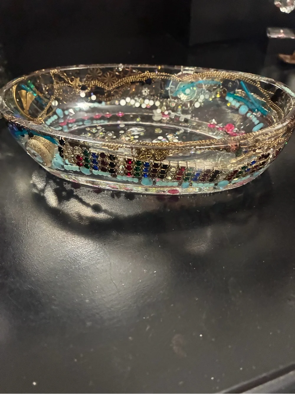 Handmade jewelry filled resin Decorative Dish - Multicolor